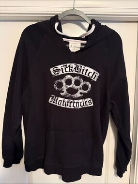 J. America Black Graphic Crewneck Sweatshirt